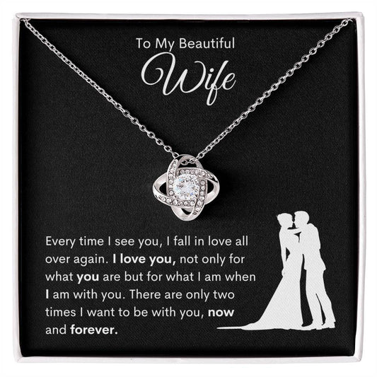 To My Beautiful Wife/Love Knot Necklace