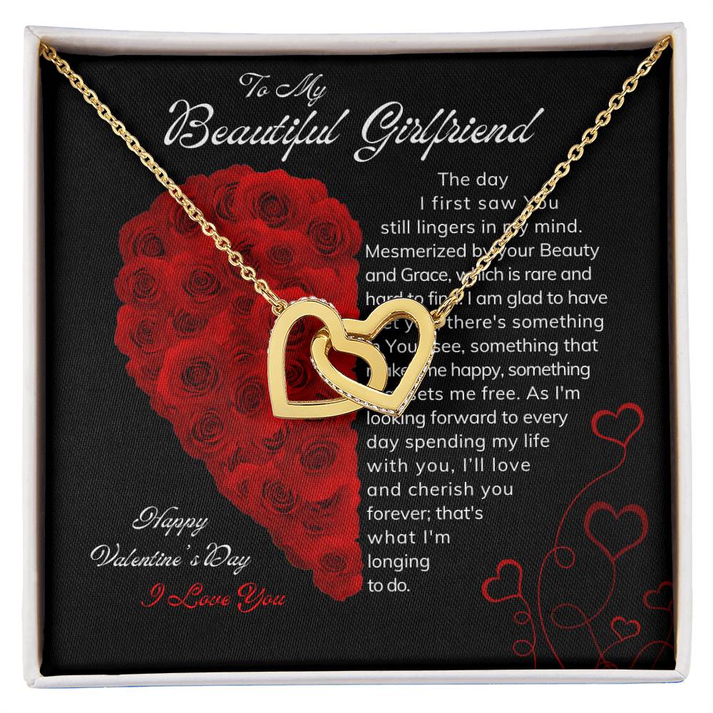 To My Beautiful Girlfriend|Interlocking Heart Necklace|Valentine