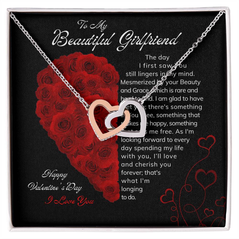 To My Beautiful Girlfriend|Interlocking Heart Necklace|Valentine