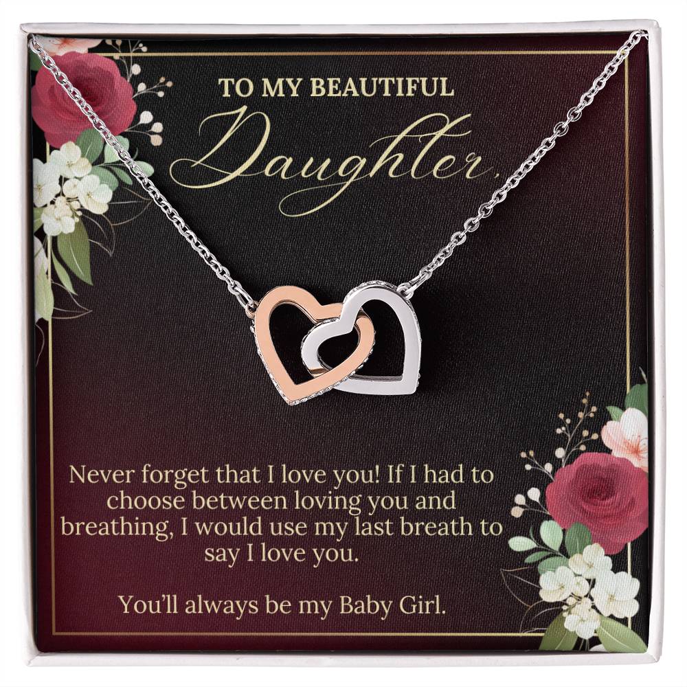 To My Beautiful Daughter|Interlocking Heart Necklace|Valentine