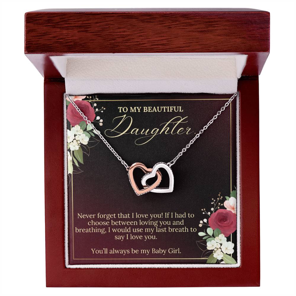 To My Beautiful Daughter|Interlocking Heart Necklace|Valentine