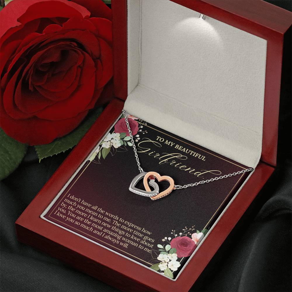 To My Beautiful Girlfriend|Interlocking Heart Necklace|Valentine