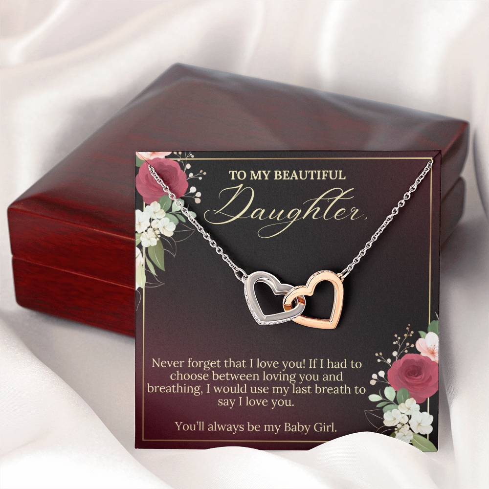 To My Beautiful Daughter|Interlocking Heart Necklace|Valentine