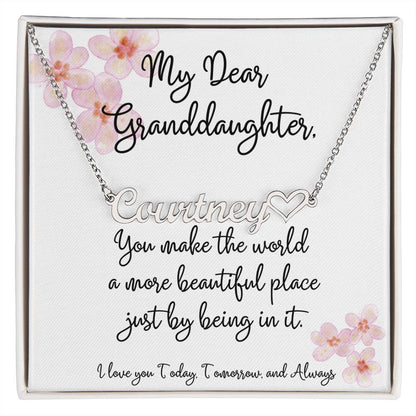 My Dear Granddaughter|Name with Heart Necklace