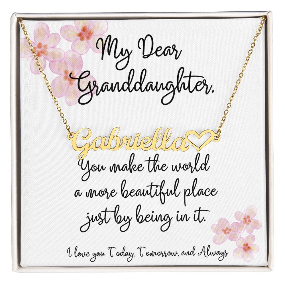 My Dear Granddaughter|Name with Heart Necklace