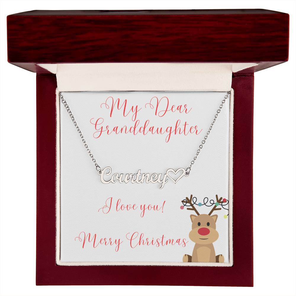 Granddaughter|Name Necklace with Heart|Christmas