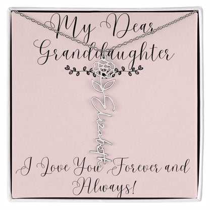 My Dear Granddaughter|Birthday Flower Name Necklace