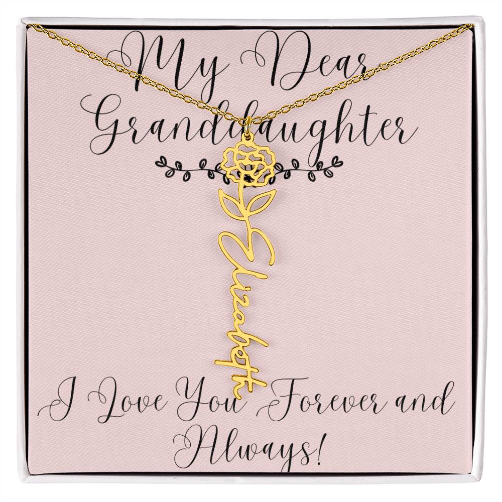 My Dear Granddaughter|Birthday Flower Name Necklace