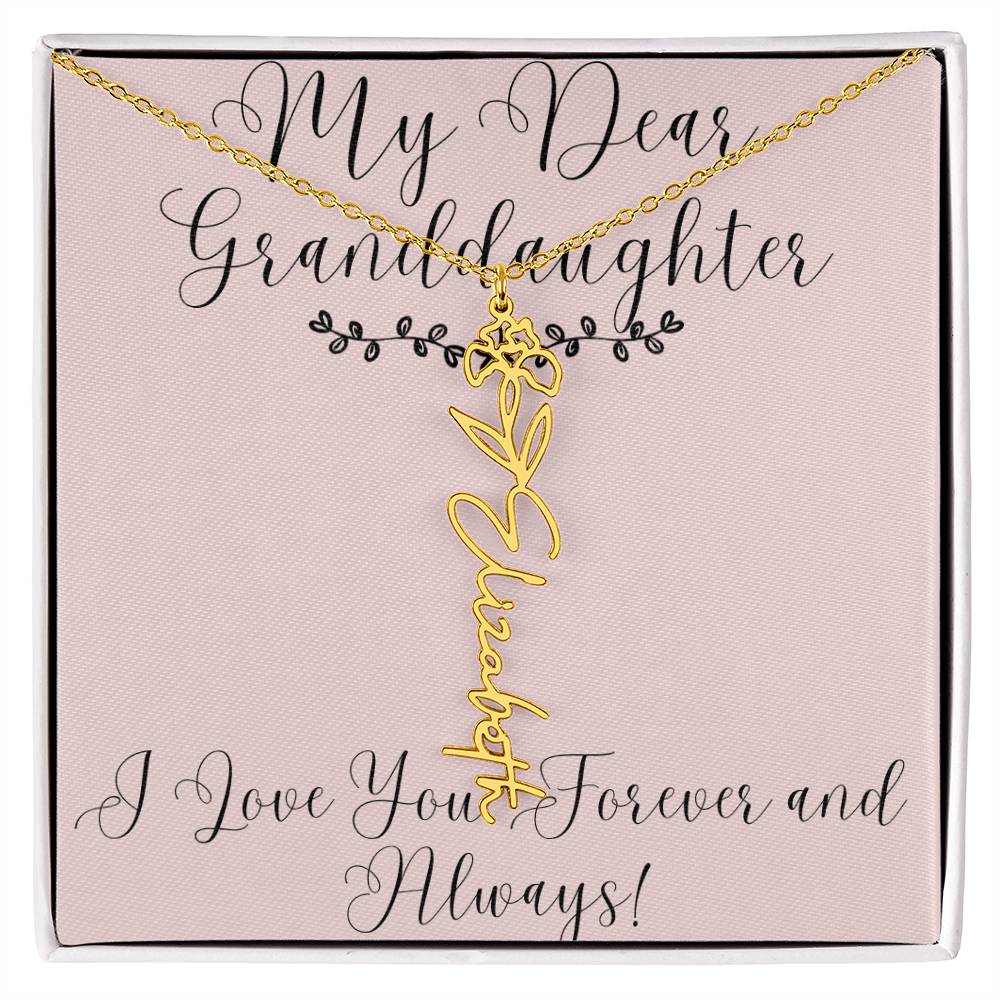 My Dear Granddaughter|Birthday Flower Name Necklace