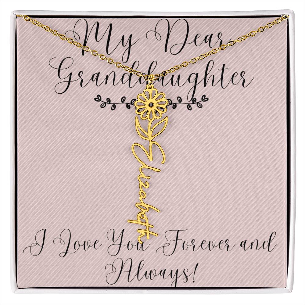 My Dear Granddaughter|Birthday Flower Name Necklace