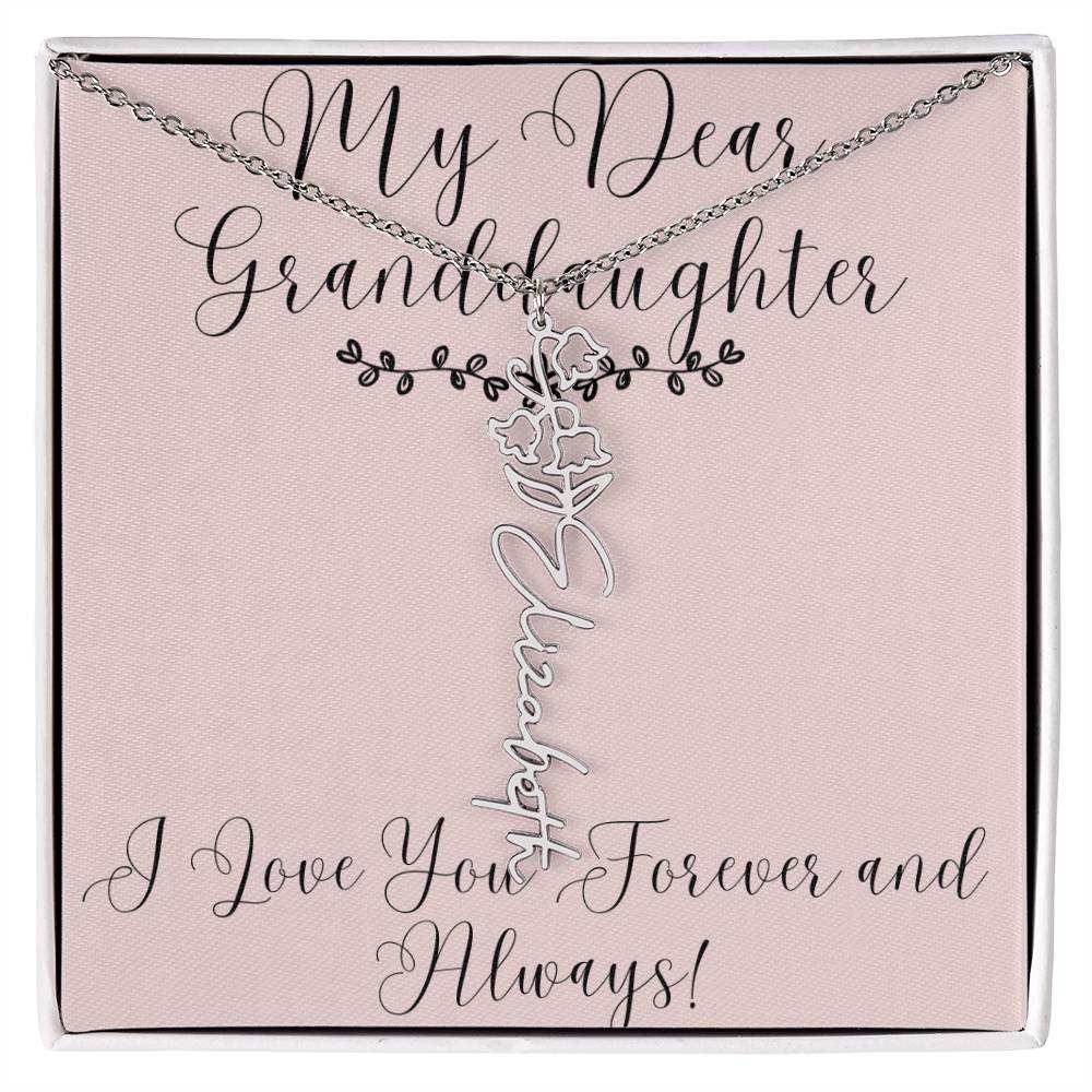 My Dear Granddaughter|Birthday Flower Name Necklace