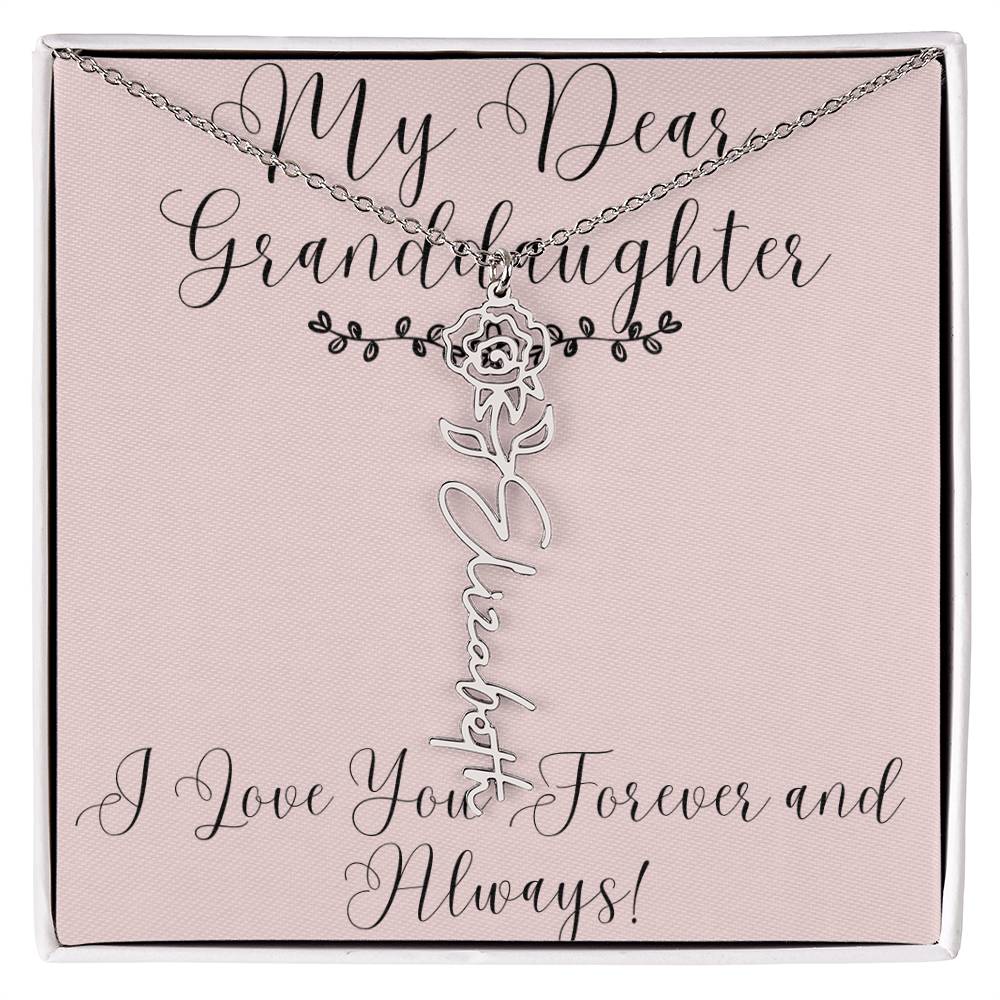 My Dear Granddaughter|Birthday Flower Name Necklace