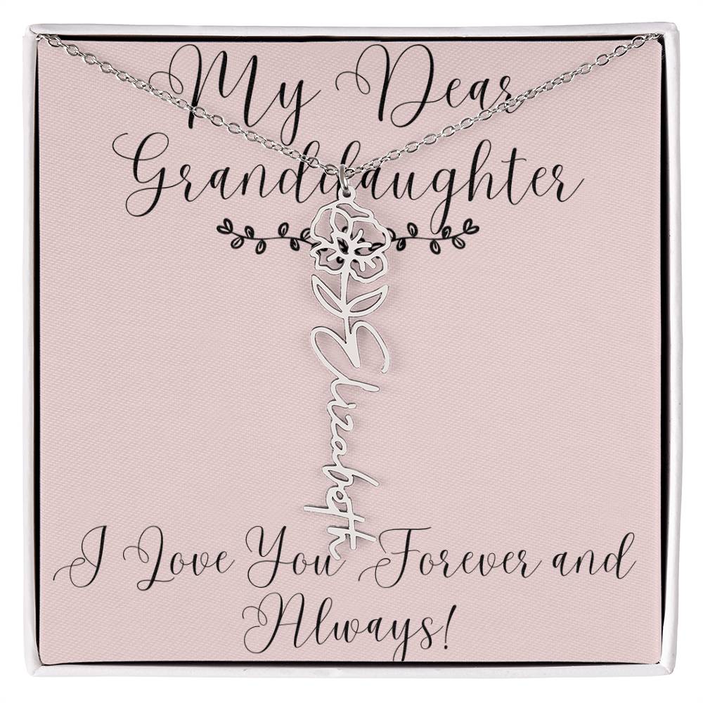 My Dear Granddaughter|Birthday Flower Name Necklace