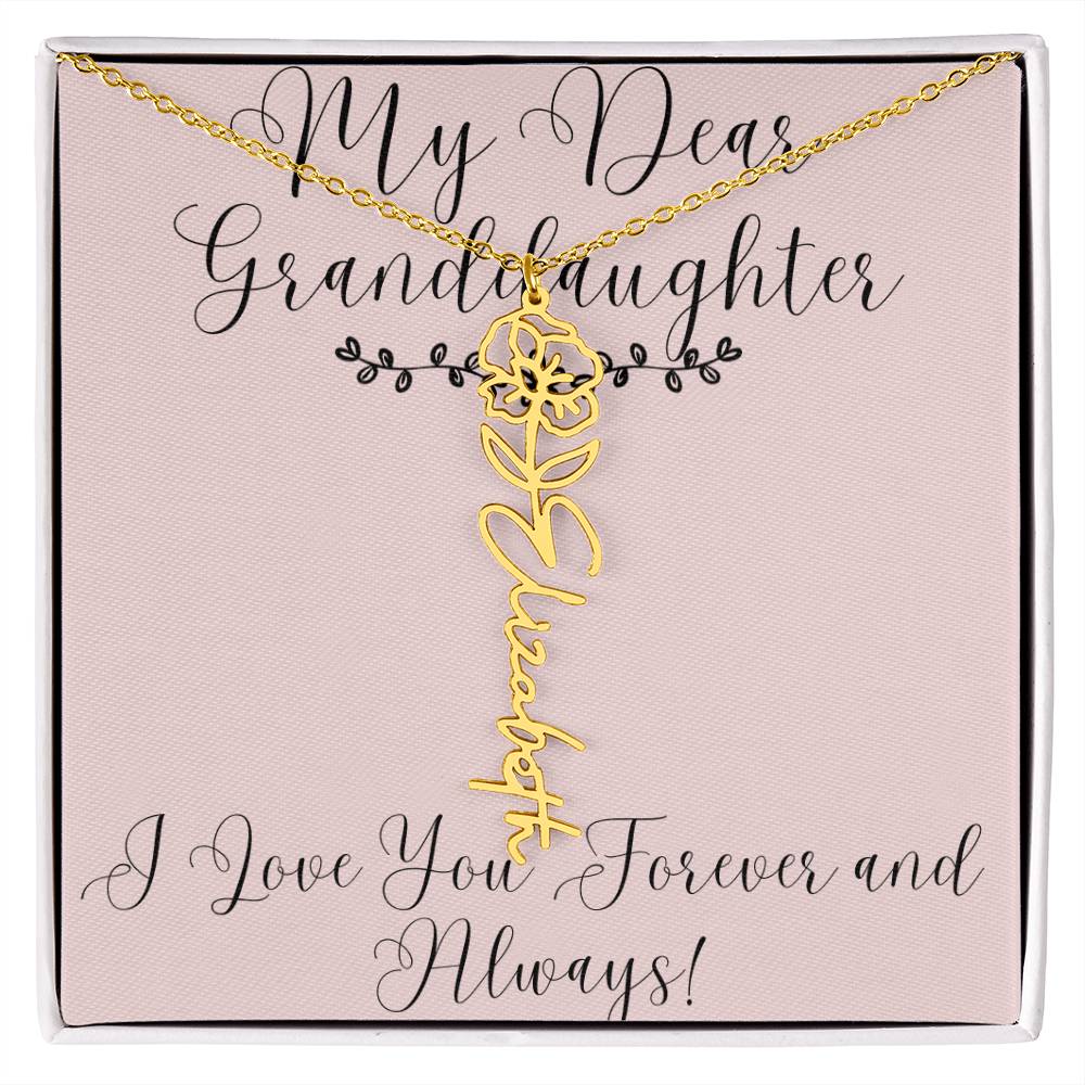 My Dear Granddaughter|Birthday Flower Name Necklace