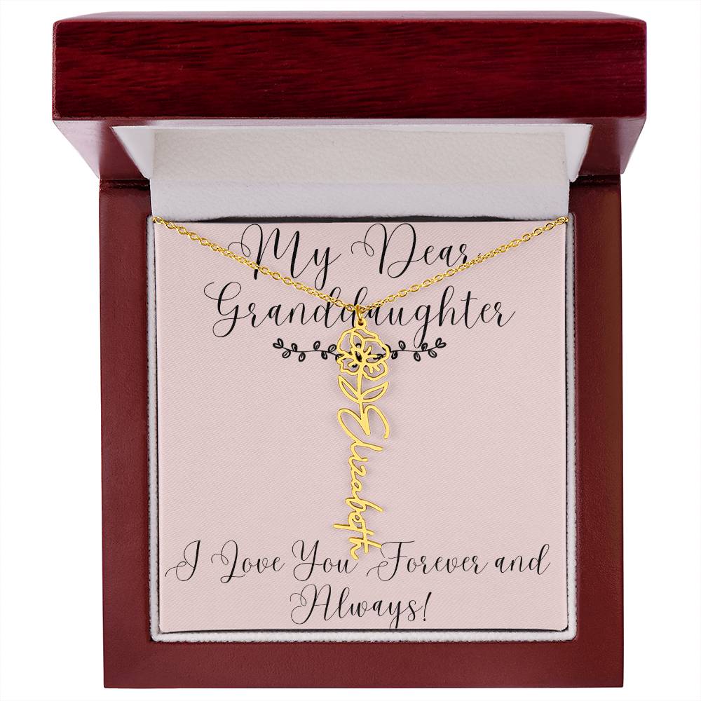 My Dear Granddaughter|Birthday Flower Name Necklace