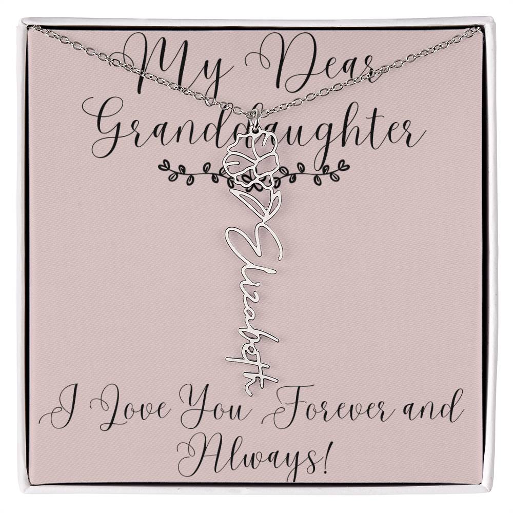 My Dear Granddaughter|Birthday Flower Name Necklace