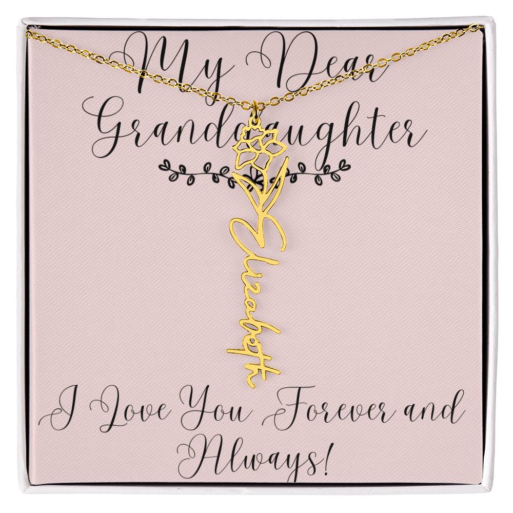 My Dear Granddaughter|Birthday Flower Name Necklace