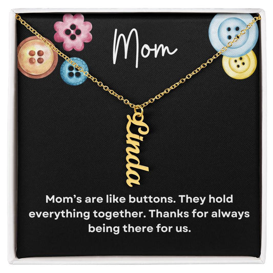 Mom.Button Vertical Necklace|Personalized