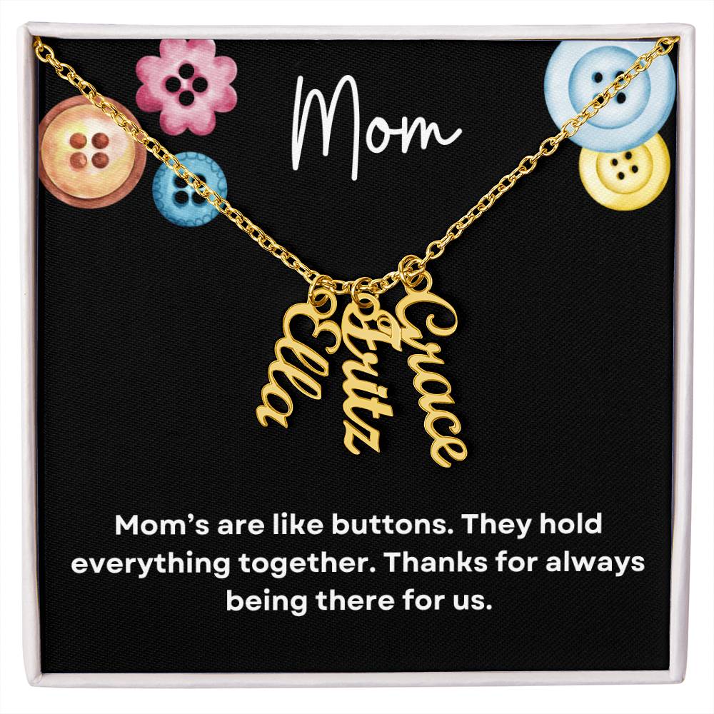 Mom.Button Vertical Necklace|Personalized