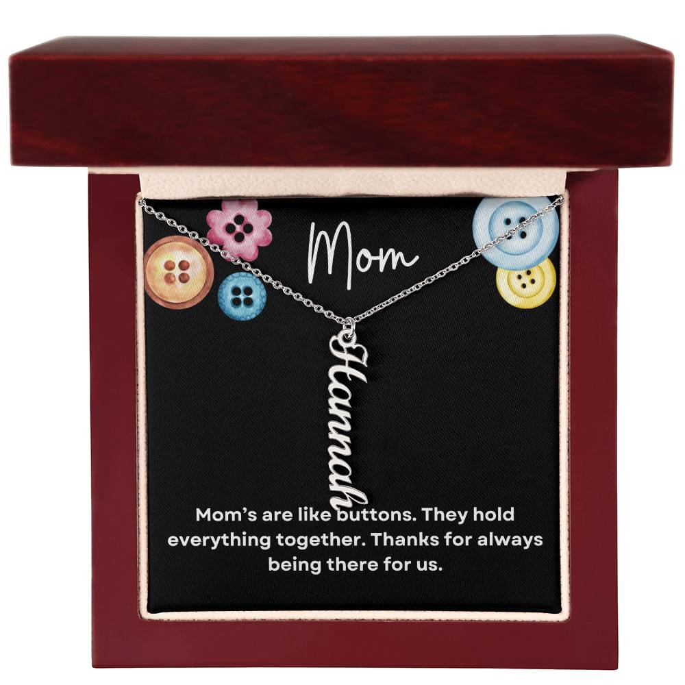 Mom.Button Vertical Necklace|Personalized