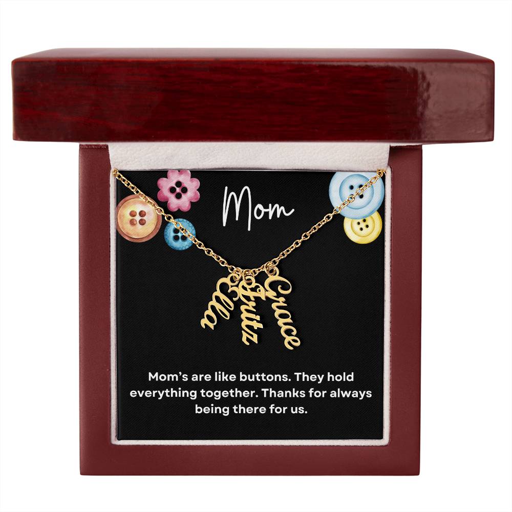 Mom.Button Vertical Necklace|Personalized