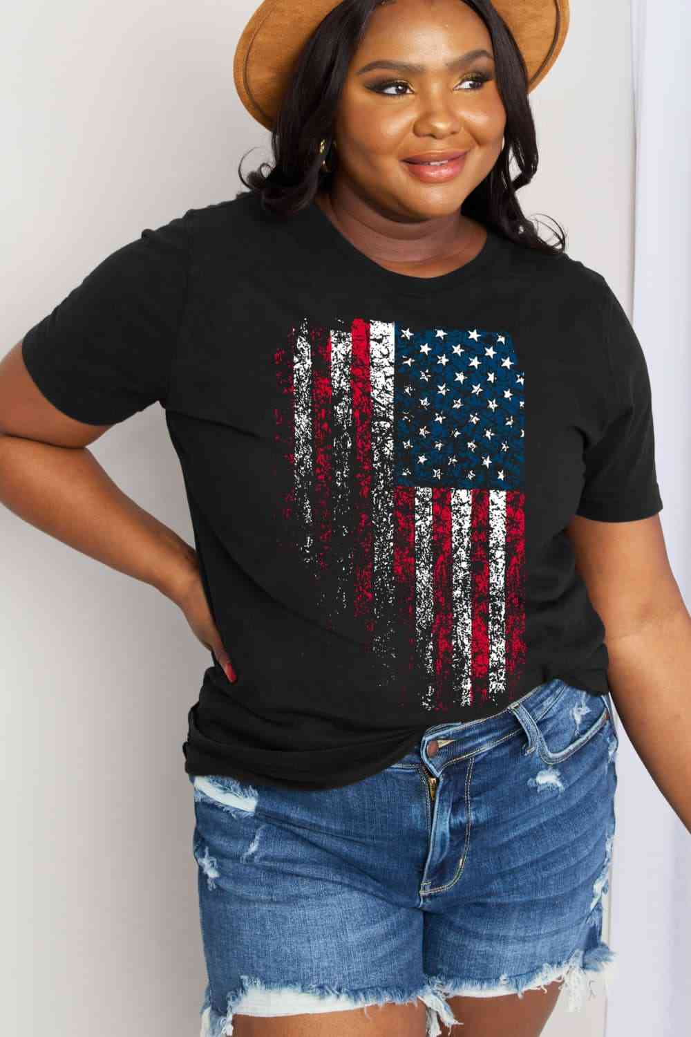 Simply Love Full Size US Flag Graphic Cotton Tee