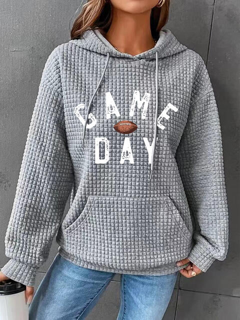 Full Size GAME DAY Graphic Drawstring Hoodie